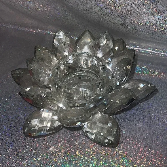 Crystal tea light holder shiny silver mirrored stunning luxury candle decor